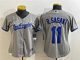 Women's Los Angeles Dodgers #11 Roki Sasaki Grey Cool Base Stitched Jersey,baseball caps,new era cap wholesale,wholesale hats